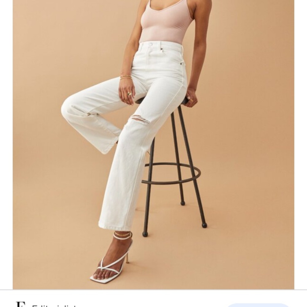 Reformation high rise straight leg jeans in white